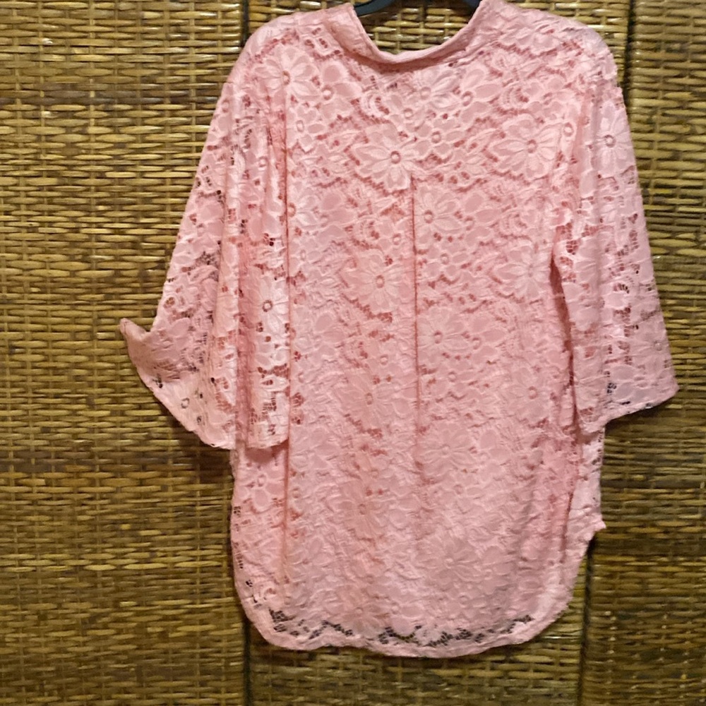 NWT Investments Lined pink lace blouse top 1x - Picture 3 of 5